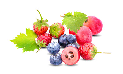 Ripe fruits isolated on white background