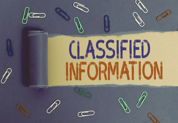 Handwriting text writing Classified Information. Conceptual photo Sensitive Data Top Secret...