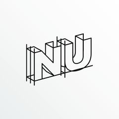 Initial Letter NU with Architecture Graphic Logo Design