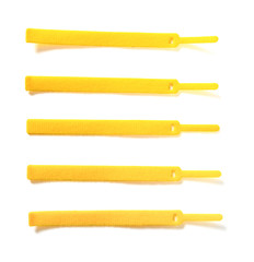 yellow velcro cable ties on white background