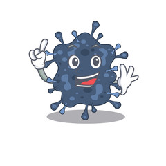 Naklejka premium Bacteria neisseria mascot character design with one finger gesture