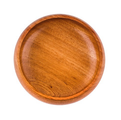 empty wooden bowl isolated on white background, top view
