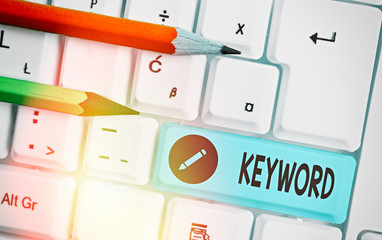 Word writing text Keyword. Business photo showcasing word which acts as the key to a code Concept...