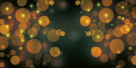 Vector golden bokeh background. abstract defocused bright lights
