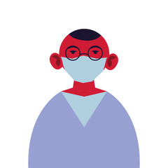 portrait of man with medical mask on white background