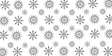 Christmas snowflakes elements ornaments seamless banner greeting card on white background