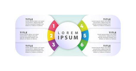 Vector infographics timeline design template with 3d paper label can be used for workflow with 6 options
