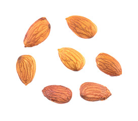 Almond isolated Nuts on white background  Topview