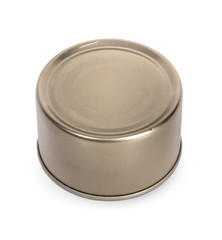 One small tin can isolated on white background