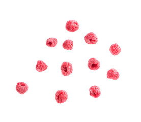 Raspberry isolated on white background.Top view.