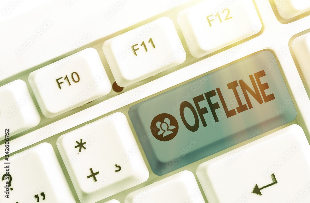 Poster conceptual hand writing showing offline. concept meaning not having directly connected to a computer