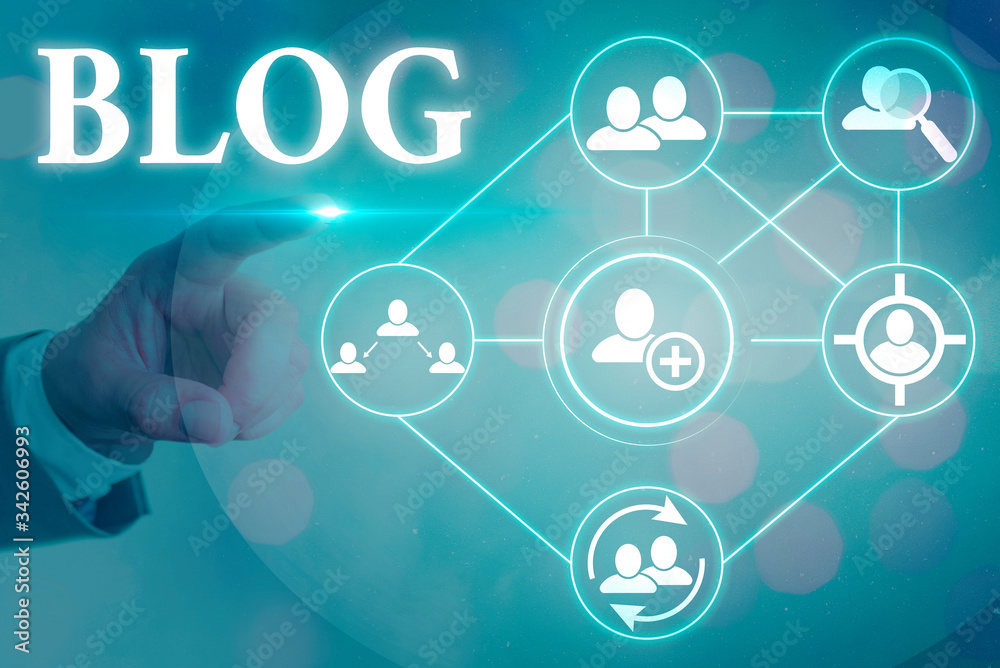 Poster conceptual hand writing showing blog. concept meaning regularly updated website web page run by indi