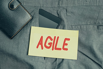 Word writing text Agile. Business photo showcasing particular approach to project management that...