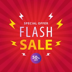 Flash sale set for mobile social media post. Flash sale special offer 