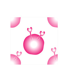 Seamless vector of pink love virus, virus  like shape on background for making cartoon character, cute lovely positive feeling virus to release tension or building positive energy in bad situation