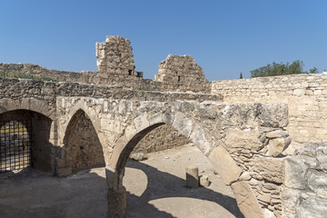 Fototapeta na wymiar The ruins of the courtyard of the medieval castle of Kolossi. Cyprus