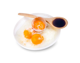 Onsen eggs, mineral water egg, Boiled eggs isolated on white background