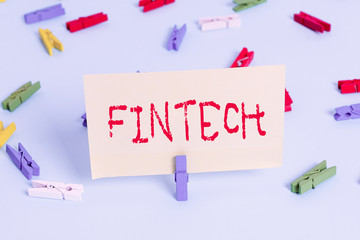 Conceptual hand writing showing Fintech. Concept meaning computer programs and other technology...