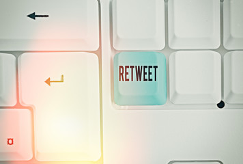 Conceptual hand writing showing Retweet. Concept meaning in twitter repost or forward a message...