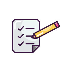 pencil and checklist icon, line block style