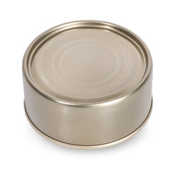 One small tin can isolated on white background