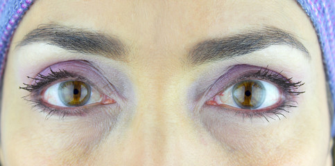Close-up image of a woman's beautiful brown eyes