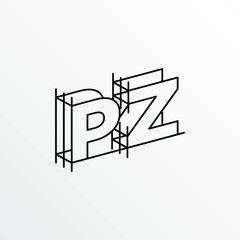 Initial Letter PZ with Architecture Graphic Logo Design