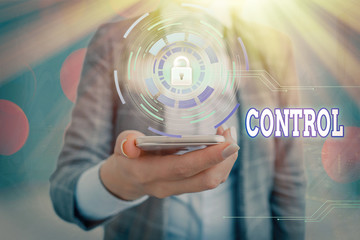 Conceptual hand writing showing Control. Concept meaning Power to influence direct behavior actions course of events