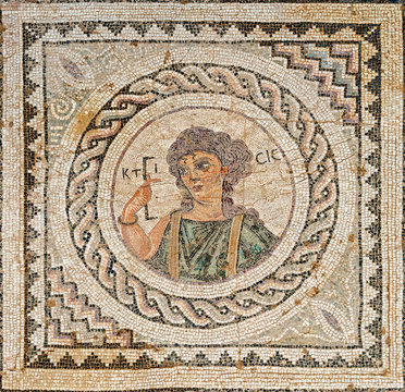 Mosaics in house of Eustolios (4th century), ancient Greek city Kourion, near Limassol, Episkopi Cantonment, Cyprus