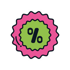 sale with percentage symbol icon, color line style