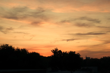 Beautiful Sunset time with silhouette in Sacramento, CA
