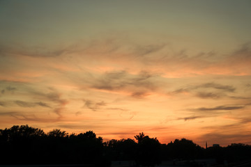 Beautiful Sunset time with silhouette in Sacramento, CA