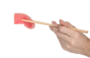 tuna fish meat on white background