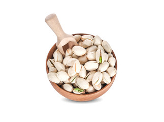 Pistachio in closeup isolated on white background