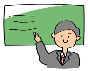 黒板で授業する先生