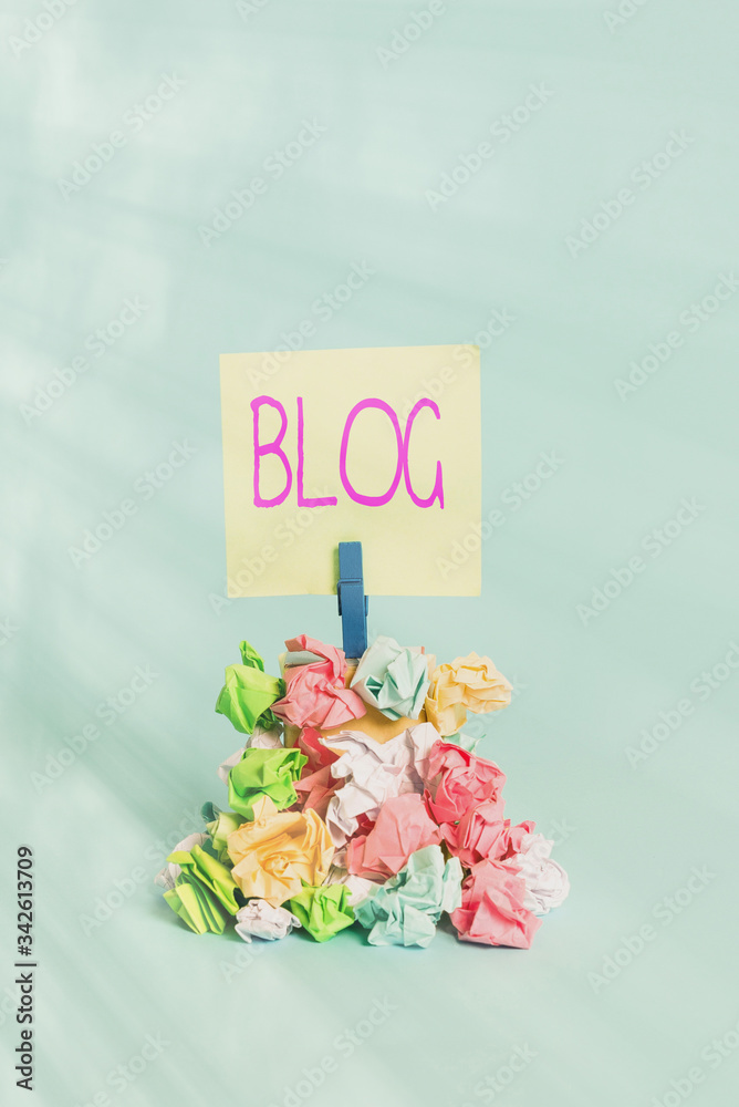 Poster handwriting text writing blog. conceptual photo regularly updated website web page run by individual