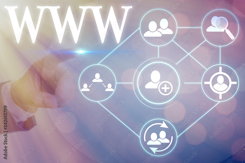 Poster conceptual hand writing showing www. concept meaning network of online content formatted in html and
