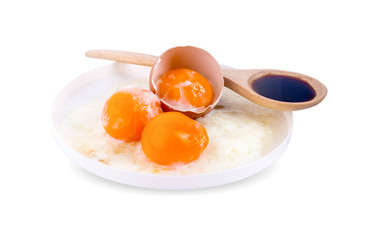 Onsen eggs isolated on white background