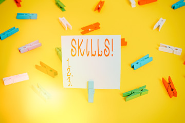 Word writing text Skills. Business photo showcasing ability do something very well by nature...