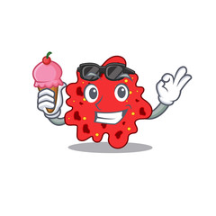 Cartoon design concept of streptococcus pneumoniae having an ice cream