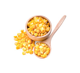 Yellow natural corn seeds isolated on white background