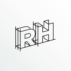 Initial Letter RH with Architecture Graphic Logo Design