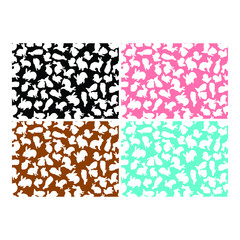 The Background uses Rabbit Ornament Patterns in Brown, Blue, Black and Pink