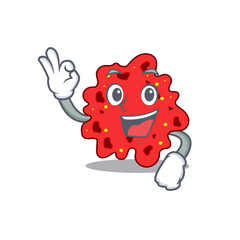 Streptococcus pneumoniae mascot design style with an Okay gesture finger
