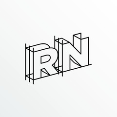 Initial Letter RN with Architecture Graphic Logo Design