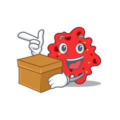An picture of streptococcus pneumoniae cartoon design concept holding a box