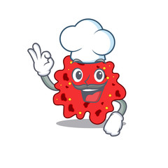 Streptococcus pneumoniae chef cartoon design style wearing white hat