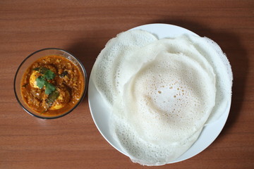 Appam & Egg Curry. Malayalam Breakfast