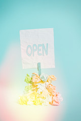 Writing note showing Open. Business concept for New Beginning Business venture Passage Allowing...