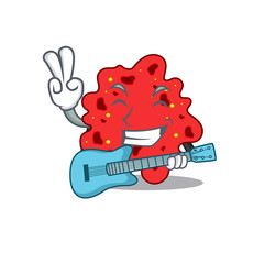 Talented musician of streptococcus pneumoniae cartoon design playing a guitar